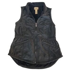 Blue Mountain Womens Quilted Black Fleece Lined Vest Full Zip Pockets Size XS